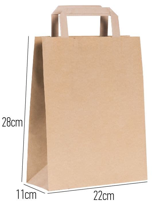 Düz Saplı Kraft Çanta - Kraft Poşet Baskısız 22 cm x 11 cm x 28 cm 70 gr..