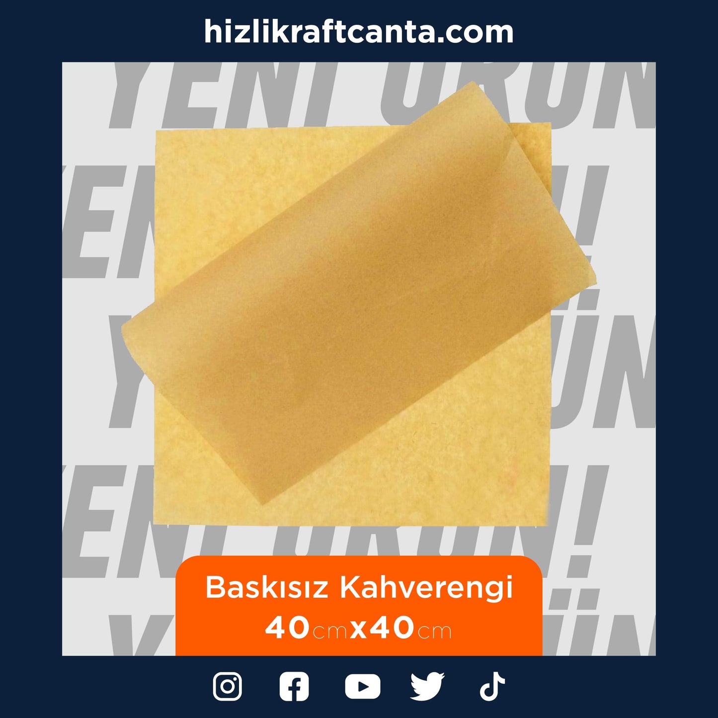 Baskısız Kraft Yağlı Sarma Kağıdı 40 cm x 40 cm 10 kg.