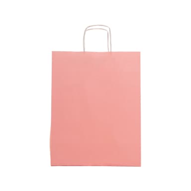 Büküm Saplı Pembe Kraft Çanta 33x20x33 cm