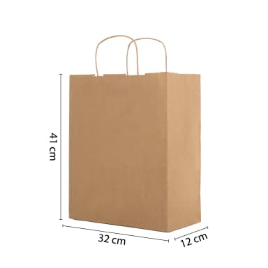 Büküm Saplı Esmer Kraft Çanta 32x12x41 cm