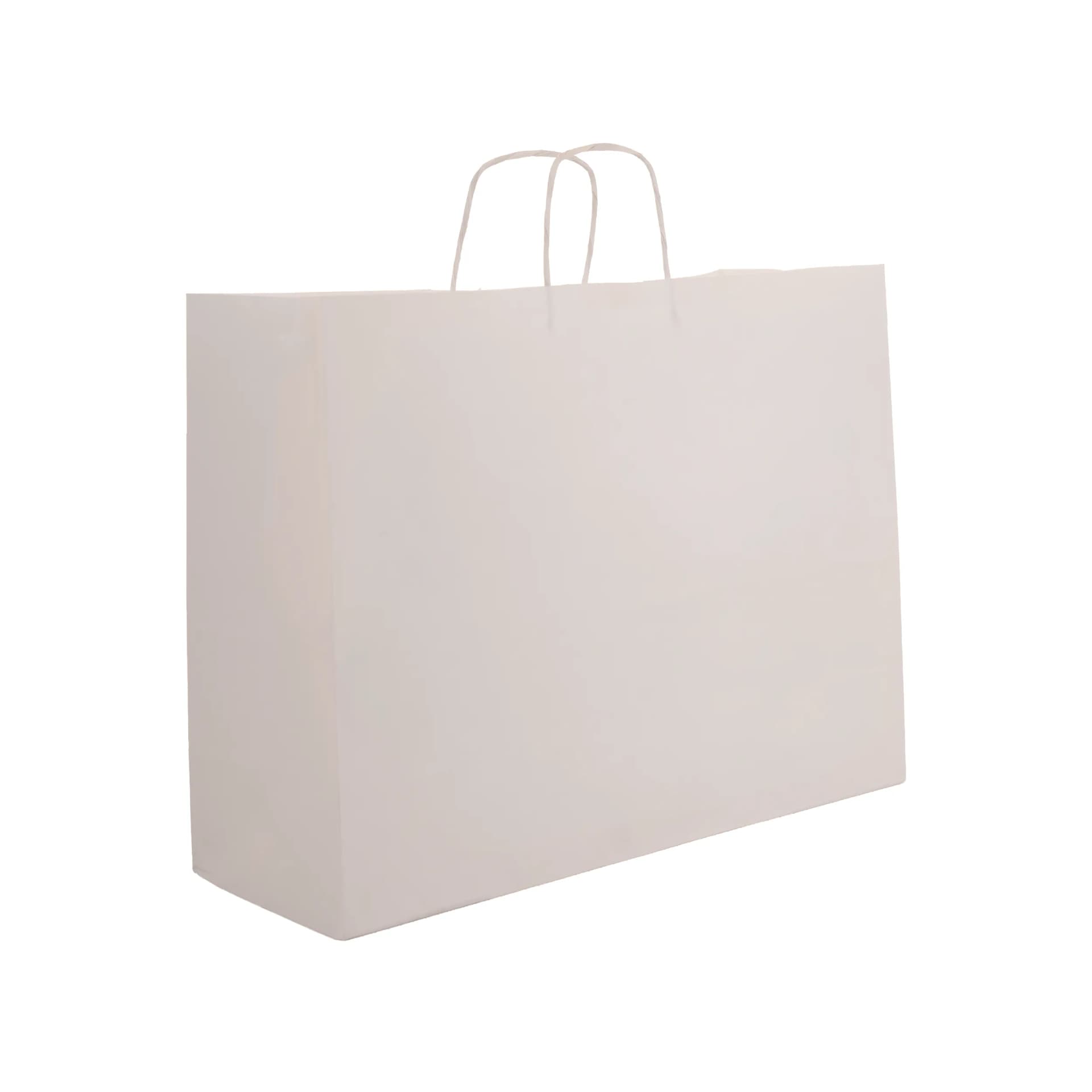 Büküm Saplı Beyaz Kraft Çanta 38x25x36 cm