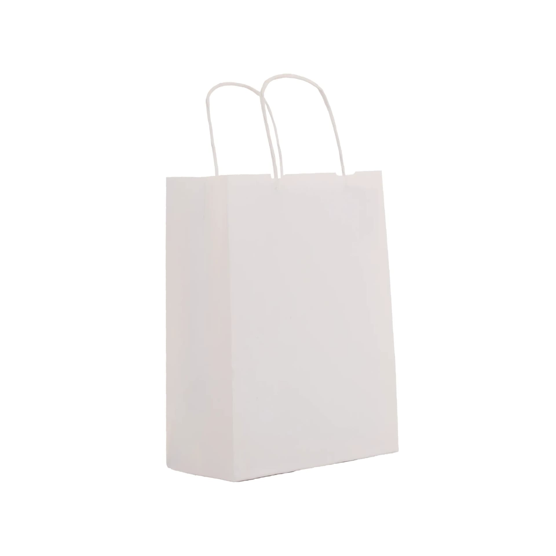 Büküm Saplı Beyaz Kraft Çanta 25x12x31 cm