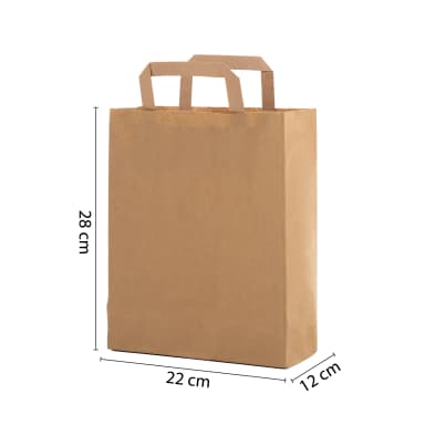 Flat Saplı Esmer Kraft Çanta 22x12x28 cm