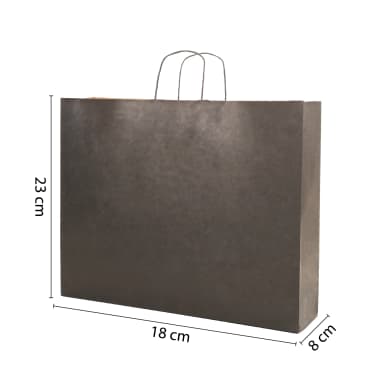 Büküm Saplı Siyah Kraft Çanta 18x8x23 cm
