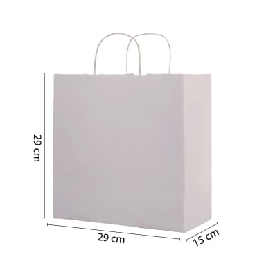 Büküm Saplı Beyaz Kraft Çanta 29x15x29 cm