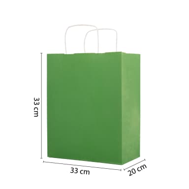 Büküm Saplı Yeşil Kraft Çanta 33x20x33 cm