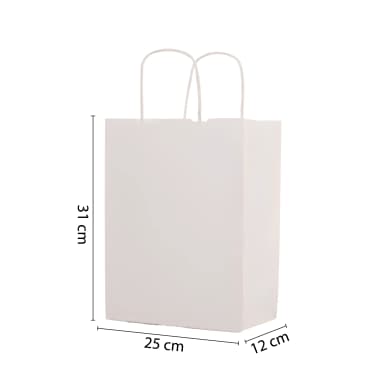 Büküm Saplı Beyaz Kraft Çanta 25x12x31 cm