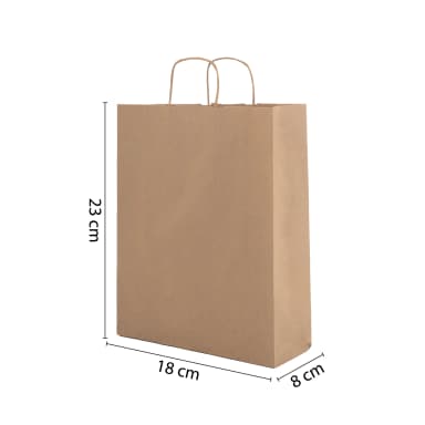 Büküm Saplı Esmer Kraft Çanta 18x8x23 cm