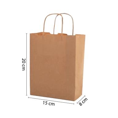 Büküm Saplı Esmer Kraft Çanta 15x8x20 cm