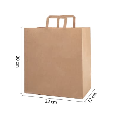 Flat Saplı Esmer Kraft Çanta 32x17x30 cm