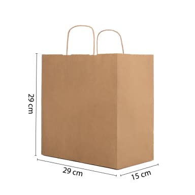 Büküm Saplı Esmer Kraft Çanta 29x15x29 cm