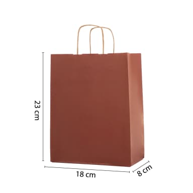 Büküm Saplı Kırmızı Kraft Çanta 18x8x23 cm