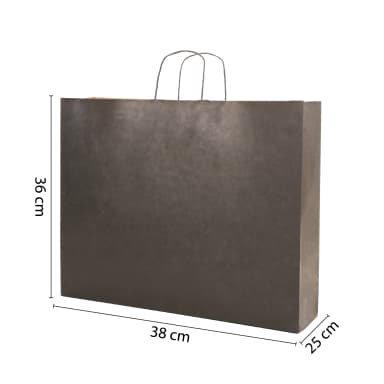 Büküm Saplı Siyah Kraft Çanta 38x25x36 cm