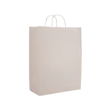 Büküm Saplı Beyaz Kraft Çanta 18x8x23 cm