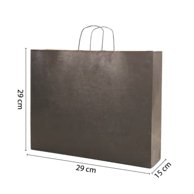 Büküm Saplı Siyah Kraft Çanta 29x15x29 cm