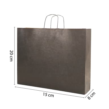 Büküm Saplı Siyah Kraft Çanta 15x8x20 cm