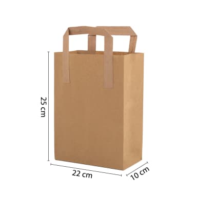 Flat Saplı Esmer Kraft Çanta 22x10x25 cm