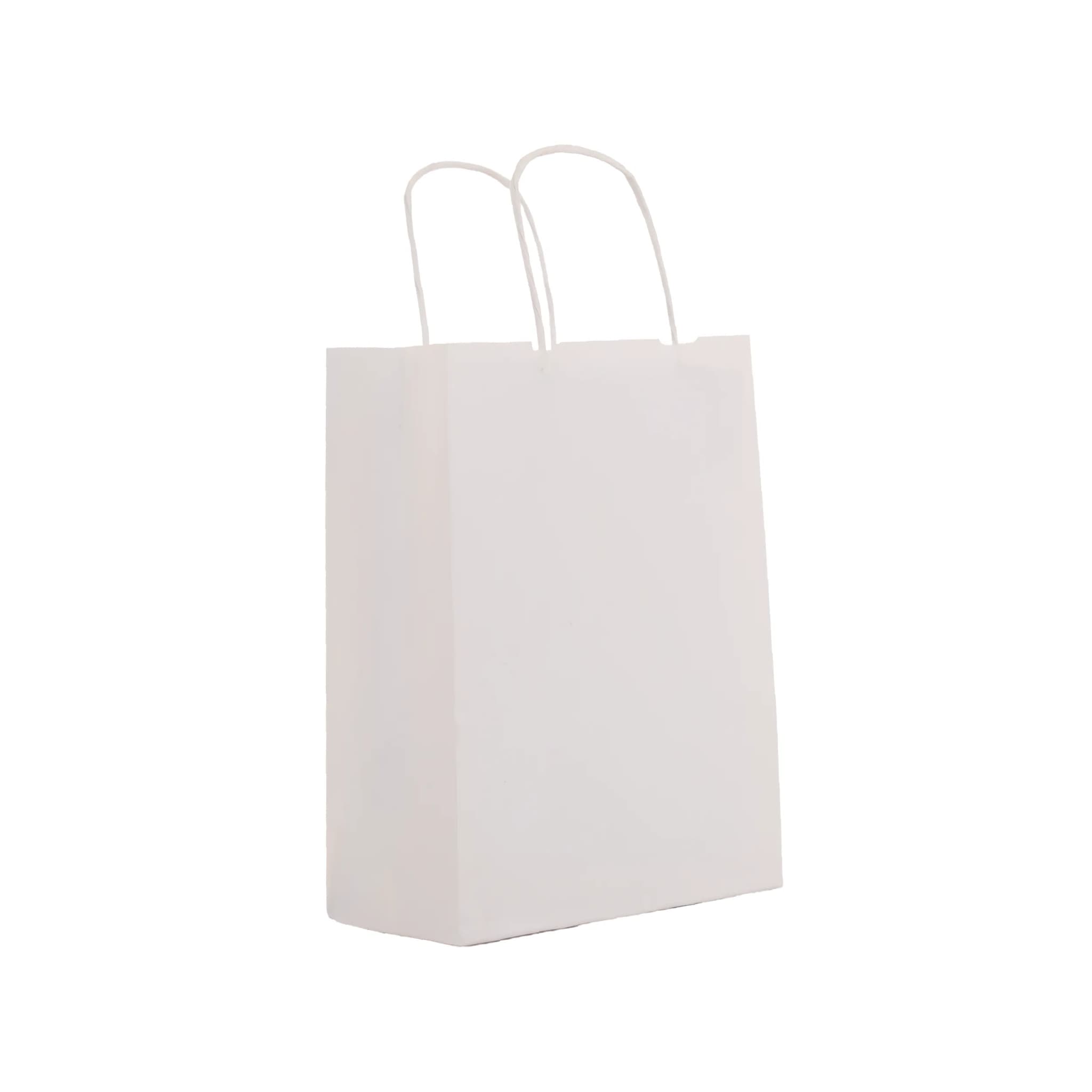 Büküm Saplı Beyaz Kraft Çanta 15x8x20 cm