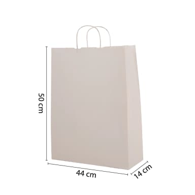Büküm Saplı Beyaz Kraft Çanta 44x14x50 cm