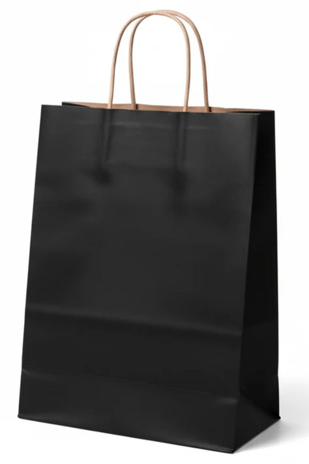 Burgu Saplı Baskısız Siyah Kraft Çanta - Kraft Poşet 32 x 12 x 41 cm