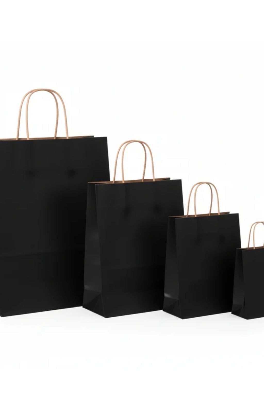 Burgu Saplı Baskısız Siyah Kraft Çanta - Kraft Poşet 32 x 12 x 41 cm