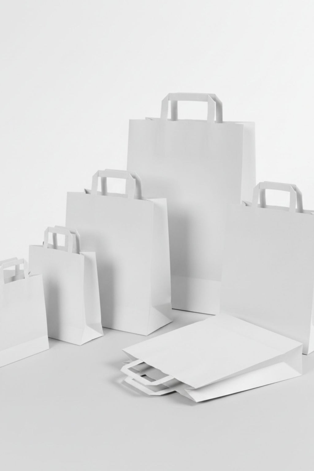 Düz Saplı Kraft Çanta - Kraft Poşet 27 cm x 16 x 29 cm 90 gr. Beyaz 250 Adet