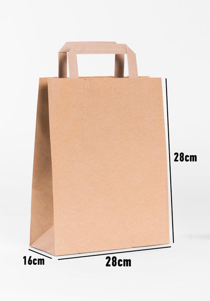 Düz Saplı Kraft Çanta - Kraft Poşet Baskısız 28 cm x 16 cm x 28 cm 70 gr. - Hızlı Kraft Çanta