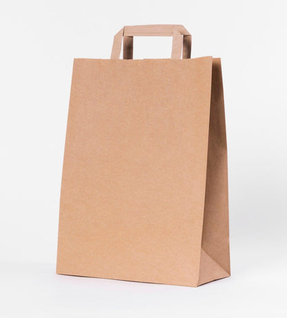 Düz Saplı Kraft Çanta - Kraft Poşet Baskısız 28 cm x 16 cm x 28 cm 70 gr. - Hızlı Kraft Çanta