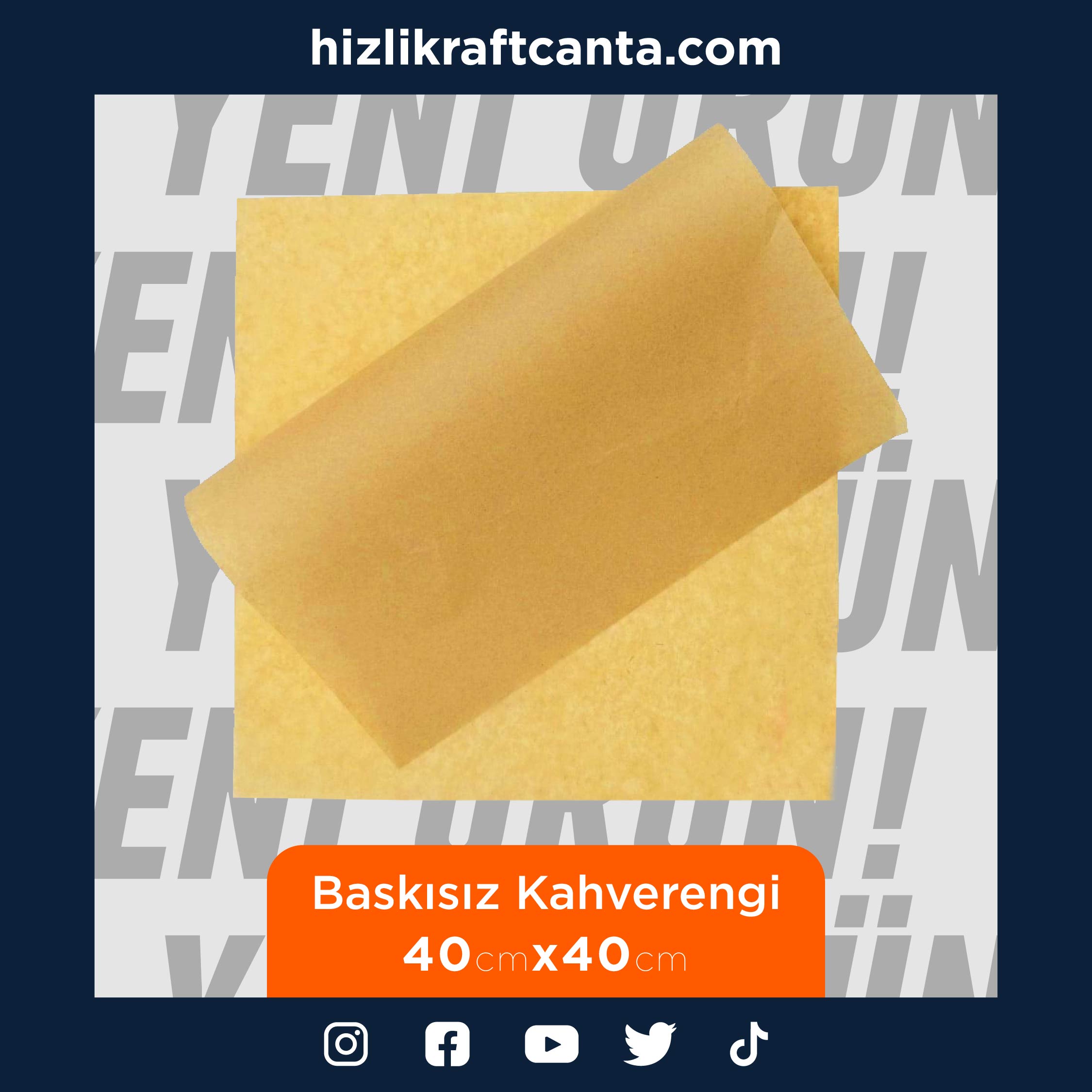 Baskısız Kraft Yağlı Sarma Kağıdı 40 cm x 40 cm 10 kg.